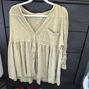 Free People Oversized Babydoll Top- Olive
